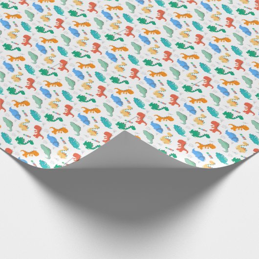 Cute Colorful Dinosaurs Illustrated Pattern Cadeaupapier (Hoek)