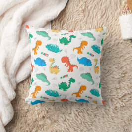 Cute Colorful Dinosaurs Illustrated Pattern Kussen