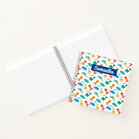 Cute Colorful Dinosaurs Illustrated Pattern Notitieboek (Binnen)