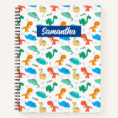 Cute Colorful Dinosaurs Illustrated Pattern Notitieboek (Voorkant)
