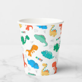 Cute Colorful Dinosaurs Illustrated Pattern Papieren Bekers
