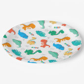 Cute Colorful Dinosaurs Illustrated Pattern Papieren Bordje (Gekanteld)