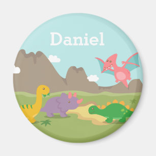 Cute Colorful Dinosaurs Kinder Magnet