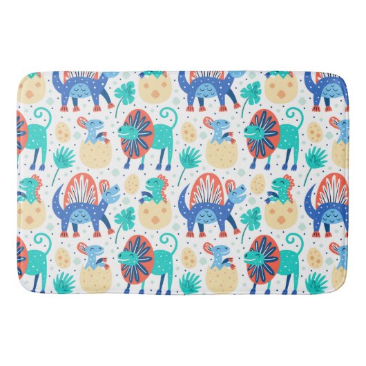 Cute colorful dinosaurus patroon badmat (Voorkant)