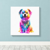 Cute Colorful Dog Canvas Afdruk (Insitu (Houten vloer))