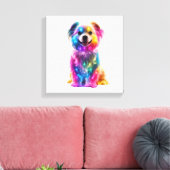 Cute Colorful Dog Canvas Afdruk (Insitu (Woonkamer))