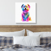 Cute Colorful Dog Canvas Afdruk (Insitu (Slaapkamer))