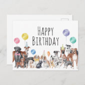 Cute Colorful Dog Happy Birthday Briefkaart (Voorkant / Achterkant)