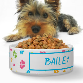 Cute Colorful Dog Paw print Patroon Aangepaste naa Voerbakje