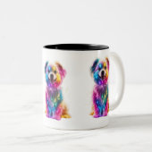 Cute Colorful Dog Tweekleurige Koffiemok (Voorkant rechts)
