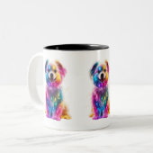 Cute Colorful Dog Tweekleurige Koffiemok (Voorkant links)