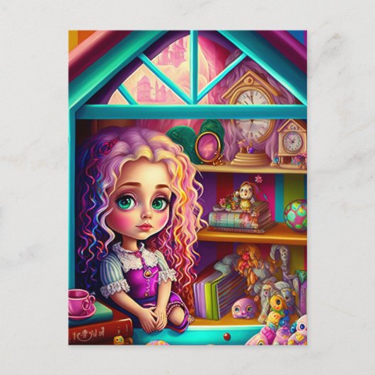 Cute Colorful Doll in een Dollhouse Briefkaart (Voorkant)