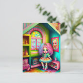 Cute Colorful Doll in een Dollhouse Briefkaart (Staand voorkant)