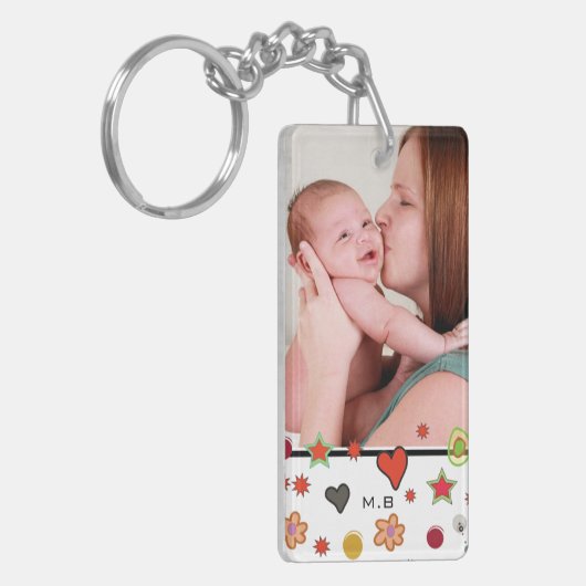 Cute Colorful Doodles Custom Two Photo Sleutelhanger (Voorkant Links)