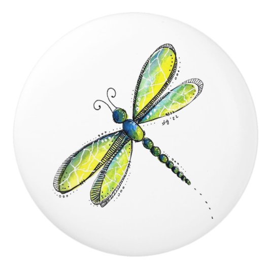 Cute Colorful Dragonfly Keramische Knop (Voorkant)