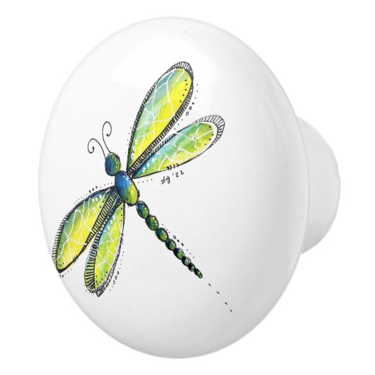 Cute Colorful Dragonfly Keramische Knop (Rechts)