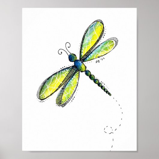 Cute Colorful Dragonfly Poster (Voorkant)