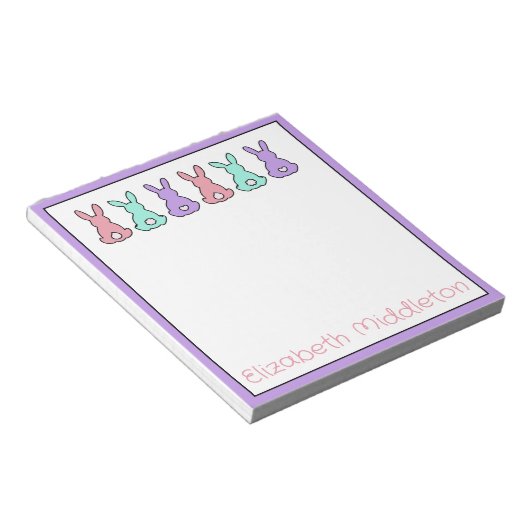 Cute Colorful East Bunny Personalized Notitieblok (Schuin)