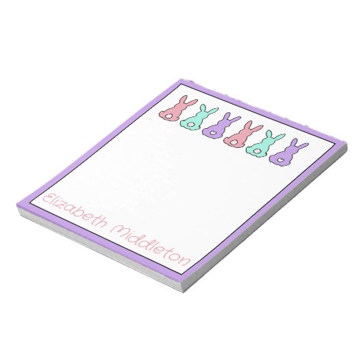 Cute Colorful East Bunny Personalized Notitieblok (Linkerzijde)
