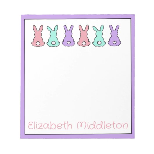 Cute Colorful East Bunny Personalized Notitieblok (Voorkant)