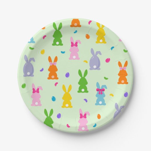 Cute Colorful Easter Bunny Egg Hunt Papieren Bordje (Voorkant)