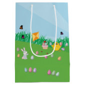 Cute & Colorful Easter Egg Hunt Bunny Chick Medium Cadeauzakje (Achterkant)