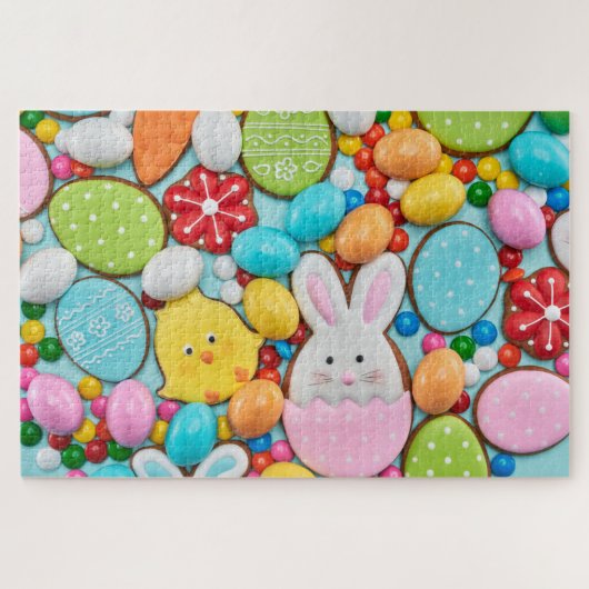 Cute Colorful Easter Holiday Cookies Bunny Chick Legpuzzel (Horizontaal)