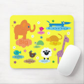 Cute Colorful Educational Animals Yellow Custom Muismat (Met muis)