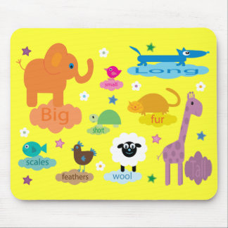 Cute Colorful Educational Animals Yellow Custom Muismat