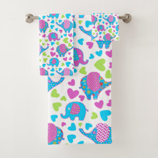 Cute Colorful Elephant Bad Handdoek