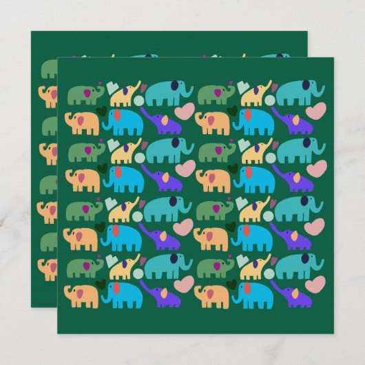 Cute Colorful Elephant Seamless Pattern Kaart (Voorkant / Achterkant)