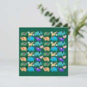 Cute Colorful Elephant Seamless Pattern Kaart (Staand voorkant)