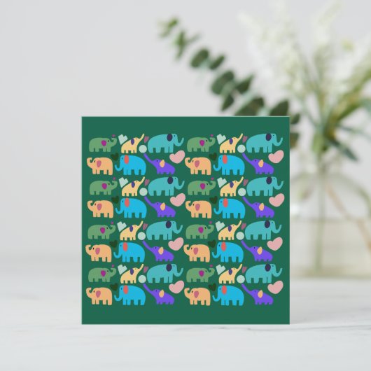 Cute Colorful Elephant Seamless Pattern Kaart (Staand voorkant)