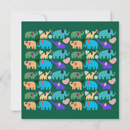 Cute Colorful Elephant Seamless Pattern Kaart (Achterkant)