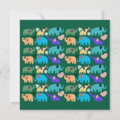 Cute Colorful Elephant Seamless Pattern Kaart (Voorkant)