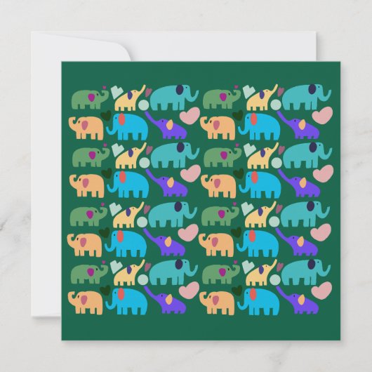 Cute Colorful Elephant Seamless Pattern Kaart (Voorkant)