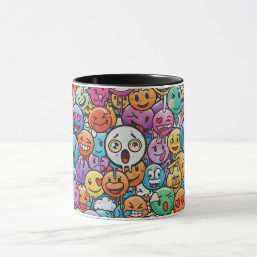 Cute Colorful Emoji Faces Pattern Mug Mok (Midden)