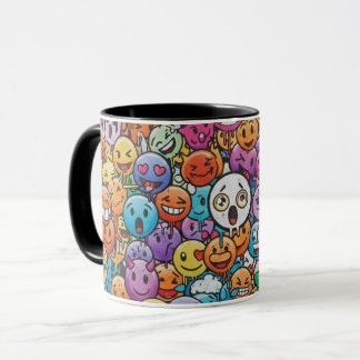 Cute Colorful Emoji Faces Pattern Mug Mok