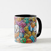 Cute Colorful Emoji Faces Pattern Mug Mok (Voorkant rechts)