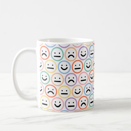 Cute Colorful Face Emoticon Pattern Koffiemok (Links)
