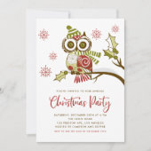 Cute Colorful Festive Red Owl kerstparty Kaart (Voorkant)
