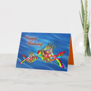 Cute Colorful Fish Birthday Card Kaart