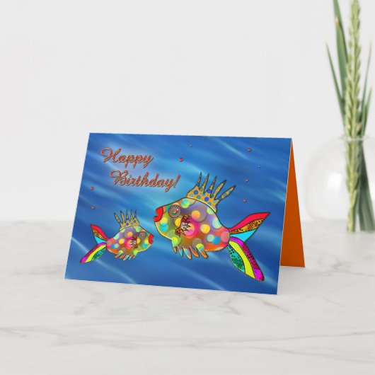 Cute Colorful Fish Birthday Card Kaart (Voorkant)
