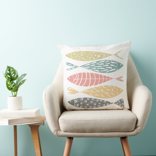 Cute Colorful Fish Coastal Theme Kussen (Stoel)