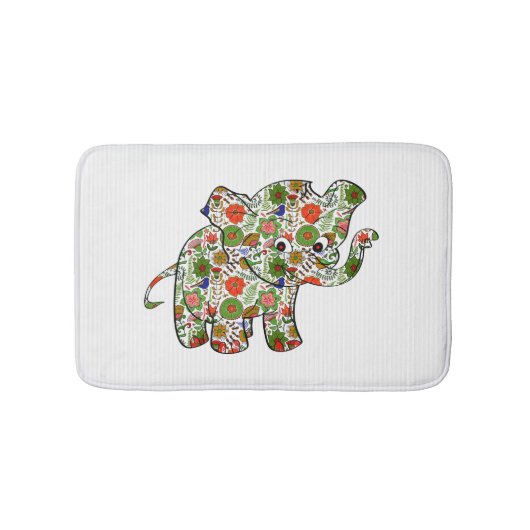 Cute Colorful Floral Baby Elephant Badmat (Voorkant)