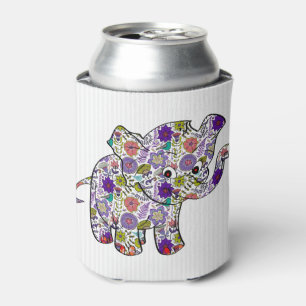 Cute Colorful Floral Baby Elephant Blikjeskoeler
