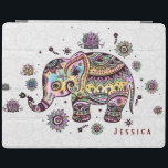 Cute Colorful Floral Baby Elephant Illustratie iPad Cover<br><div class="desc">Leuke kleurrijke florale baby olifant illustratie over witte cirkels patroon achtergrond.  en optioneel monogram. Als je hulp nodig hebt bij het aanpassen van een van mijn design,  neem dan contact op met ArtOnWear designer. Gratis tekstopmaak met live help beschikbaar op aanvraag.</div>