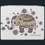 Cute Colorful Floral Baby Elephant Illustratie iPad Cover<br><div class="desc">Leuke kleurrijke florale baby olifant illustratie over witte cirkels patroon achtergrond.  en optioneel monogram. Als je hulp nodig hebt bij het aanpassen van een van mijn design,  neem dan contact op met ArtOnWear designer. Gratis tekstopmaak met live help beschikbaar op aanvraag.</div>