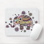 Cute Colorful Floral Baby Elephant Illustratie Muismat (Met muis)
