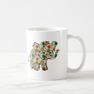 Cute Colorful Floral Baby Elephant Koffiemok